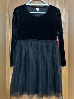 Wonder Nation Girls Velour Tutu Dress with Long Sleeves